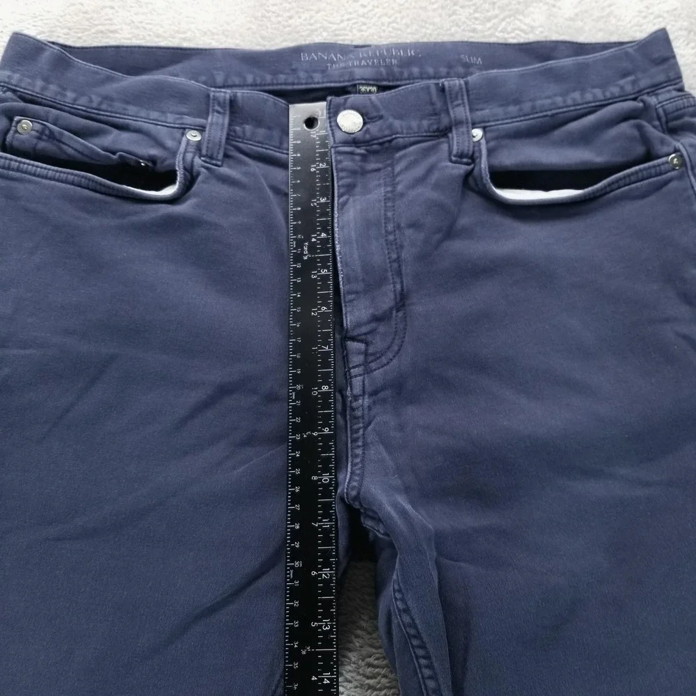 Banana Republic Traveler Pants Mens 36x30 Blue Slim Chino Stretch Casual Office‎